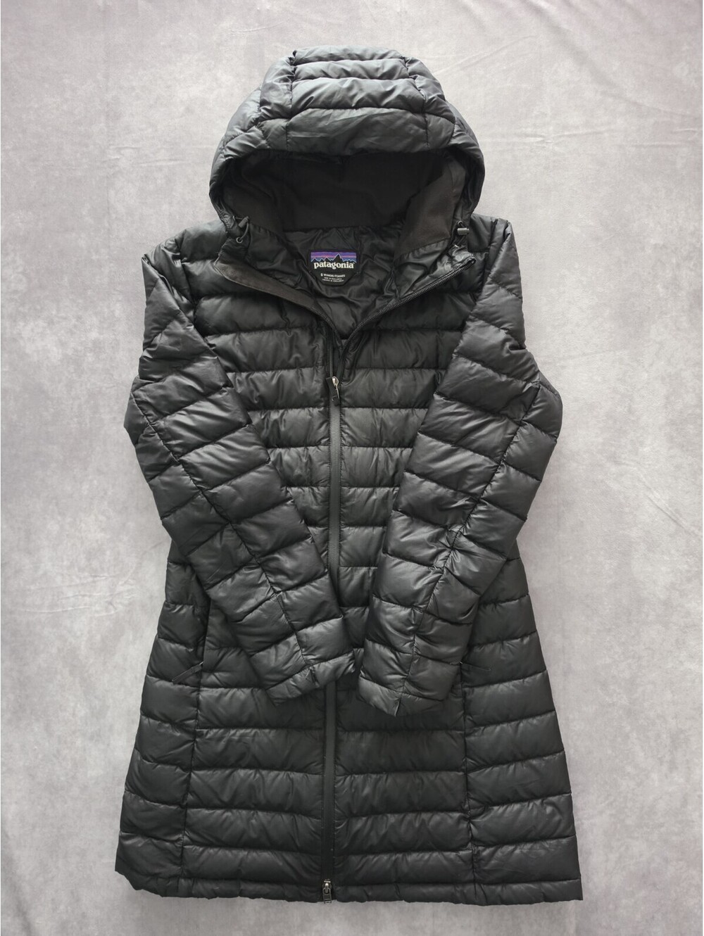 Patagonia Womens Small Down With It Hooded Down Parka Black Full Zip Jacket Coat